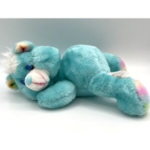 Vintage Ganz Sleeping Bear Plush 70s 80s Blue Rainbow Feet Care Bear Style 12"